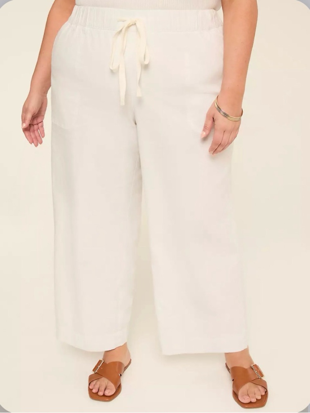 Lane Bryant White Wide-Leg Pants w/ Elastic / Drawstring Waist and Pockets! NWT